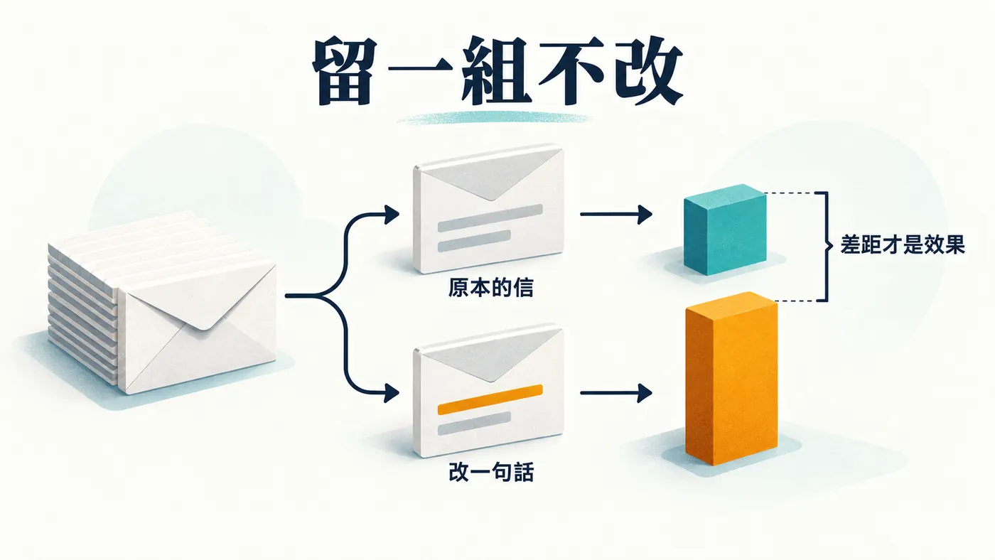 名單被隨機分成兩組，一組收到原本的信一組收到改過一句話的信，最後比較兩組的回應率差異